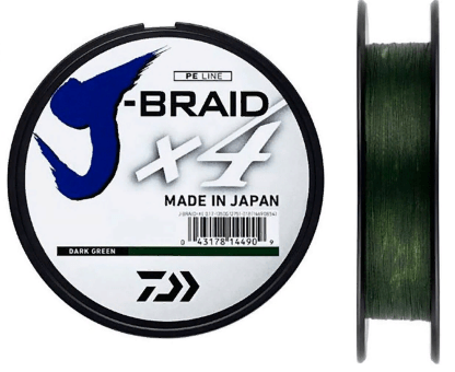 Плетёный шнур DAIWA J-Braid X4 135м 0,10мм 3.8кг темно-зеленый