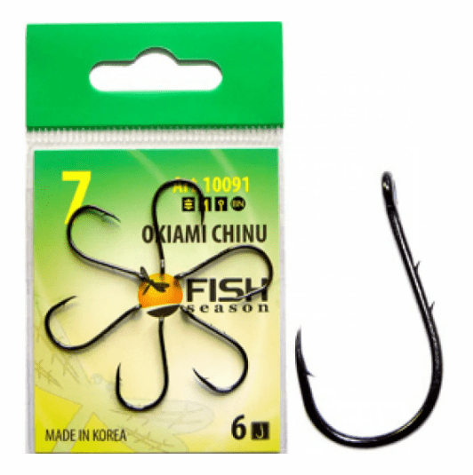 Крючок FISH SEASON Okiami Chinu-Ring-2BH №7 колечко черный с насечками 6шт/уп 10091-07F