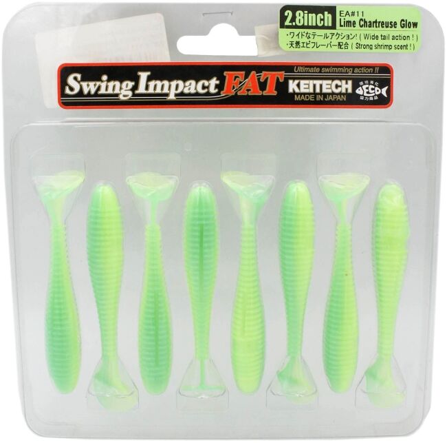 Виброхвост KEITECH Swing Impact FAT 2.8" EA#11 Lime Chartreuse Glow 7см 3.5гр 8шт/уп Виброхвост KEITECH Swing Impact FAT 2.8" EA#11 Lime Chartreuse Glow 7см 3.5гр 8шт/уп