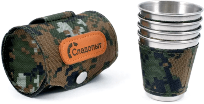 Рюмка "СЛЕДОПЫТ" 60 мл в оплетке и тубе из oxford camo pixel, 4 шт Рюмка "СЛЕДОПЫТ" 60 мл в оплетке и тубе из oxford camo pixel, 4 шт