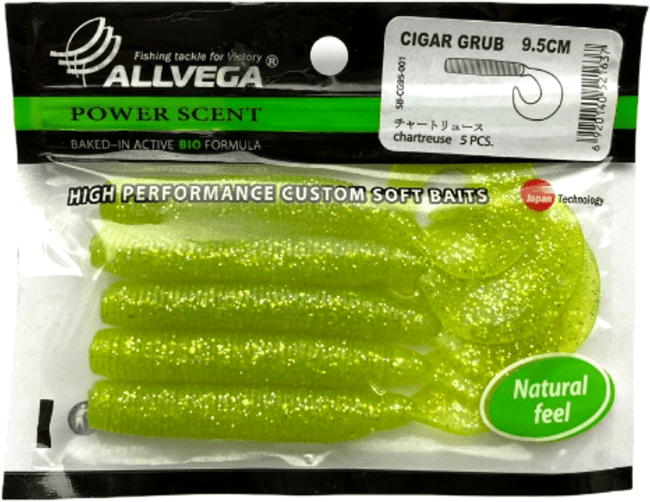 Твистер ALLVEGA Cigar Grub 9.5см 7.5гр 5шт/уп #001 chartreuse Твистер ALLVEGA Cigar Grub 9.5см 7.5гр 5шт/уп #001 chartreuse