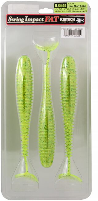 Виброхвост KEITECH Swing Impact FAT 6.8" PAL#02 Lime Chart Shad 17см 36.5гр 3шт/уп