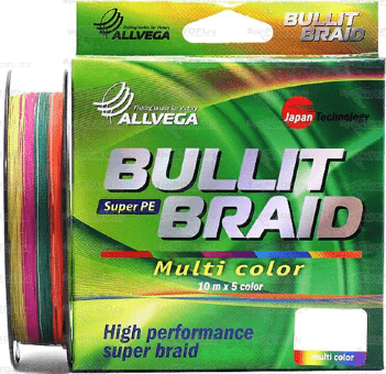 Плетёный шнур ALLVEGA Bullit Braid 150м 0.16мм 10.2кг multicolor Плетёный шнур ALLVEGA Bullit Braid 150м 0.16мм 10.2кг multicolor
