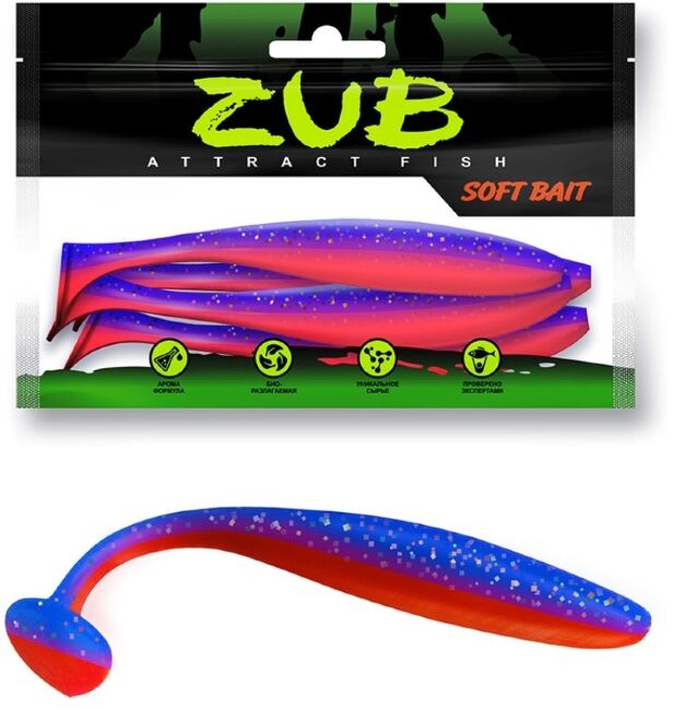 Виброхвост ZUB Izi 140мм цвет 021 фиолетово-красный 5шт/уп