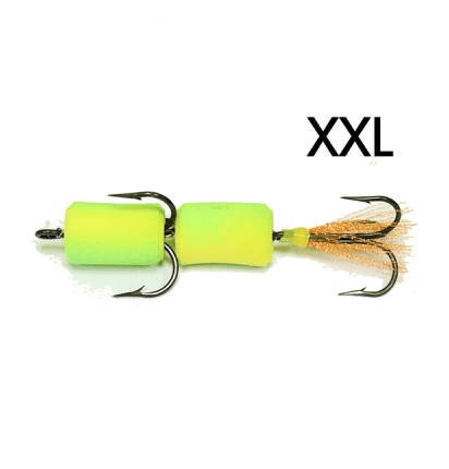 Приманка ППУ составник с тройником КОНТАКТ Мандула XXL  Желто/салатовый 2шт/уп