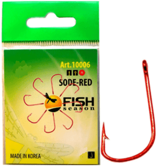 Крючок FISH SEASON 10006 SODE-RED №4 колечко красный.хром кован 10шт/уп