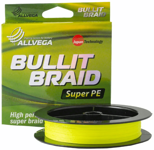 Плетёный шнур ALLVEGA Bullit Braid 92м 0.26мм 18.6кг ярко-желтая
