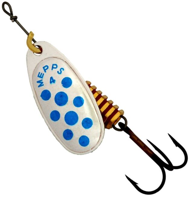 Блесна вращающаяся MEPPS Comet Decore AG/BLU (серебро/синий) №4 8г