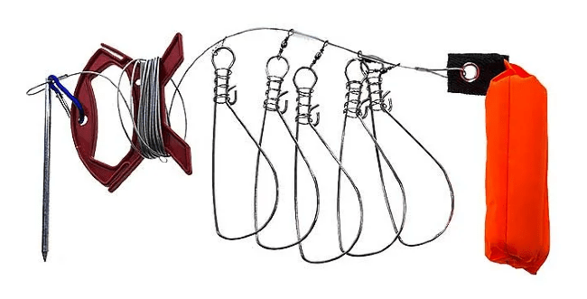 Кукан с поплавком трос стальной на мотовиле