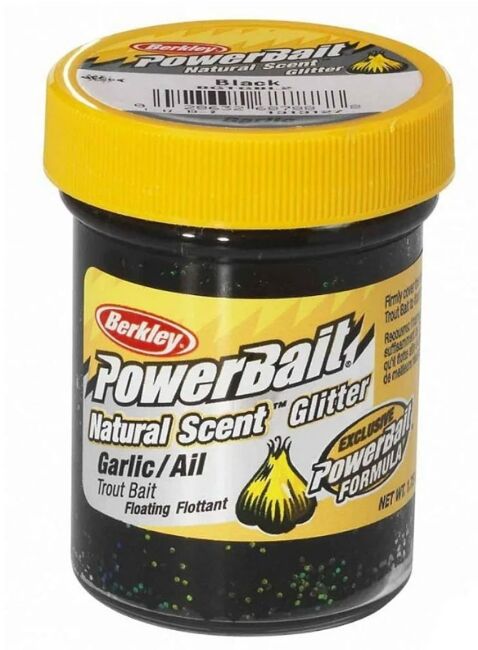 Паста форелевая Berkley Powerbait Natural Scent Glitter Trout Bait (50г) Garlic Black 1313127