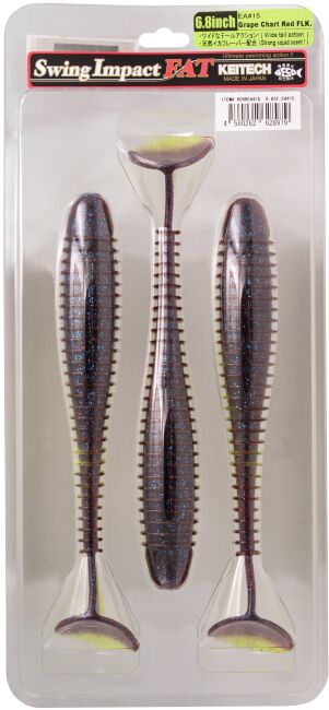 Виброхвост KEITECH Swing Impact FAT 6.8" EA#15T Grape Chart Red FLK 17см 36.5гр 3шт/уп