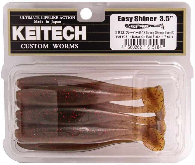 Виброхвост KEITECH Easy Shiner 3.5" PAL#07 Motor Oil Red Flake 8.9см 3гр 7шт/уп
