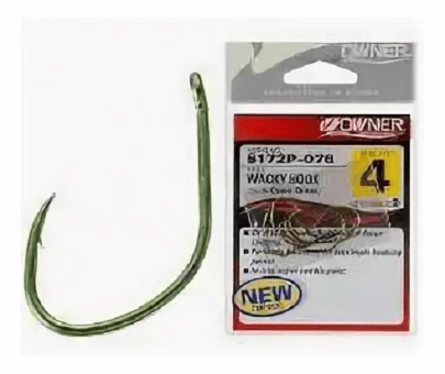 Крючок офсетный OWNER 5172P-04 Wacky Hook зеленый 9шт/уп