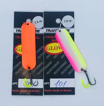 Блесна колеблющаяся TROUTTHEME Trout Special Winter 7.5гр 55мм #101 Glow