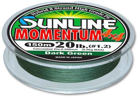 Плетёный шнур SUNLINE Momentum 4x4 150м #3.0/0.312мм 22.5кг темно-зеленый Плетёный шнур SUNLINE Momentum 4x4 150м #3.0/0.312мм 22.5кг темно-зеленый