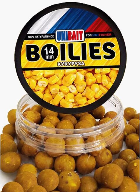 Бойлы Unibait вареные 14мм Кукуруза