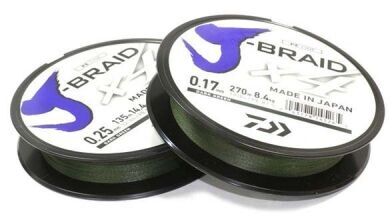 Плетёный шнур DAIWA J-Braid X4 270м 0,15мм 6.9кг темно-зеленый Плетёный шнур DAIWA J-Braid X4 270м 0,15мм 6.9кг темно-зеленый