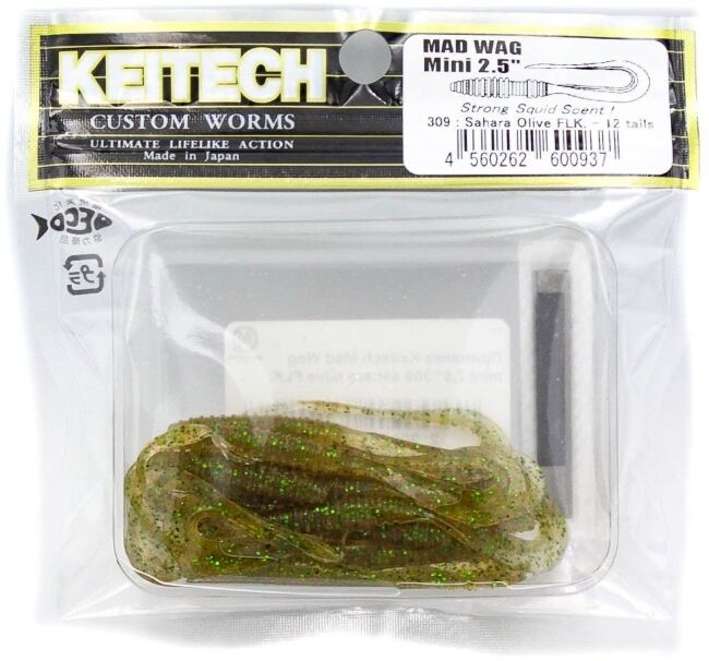 Твистер KEITECH Mad Wag Mini 2.5" #309 Sahara Olive FLK 6.3см 0.6гр 12шт/уп Твистер KEITECH Mad Wag Mini 2.5" #309 Sahara Olive FLK 6.3см 0.6гр 12шт/уп
