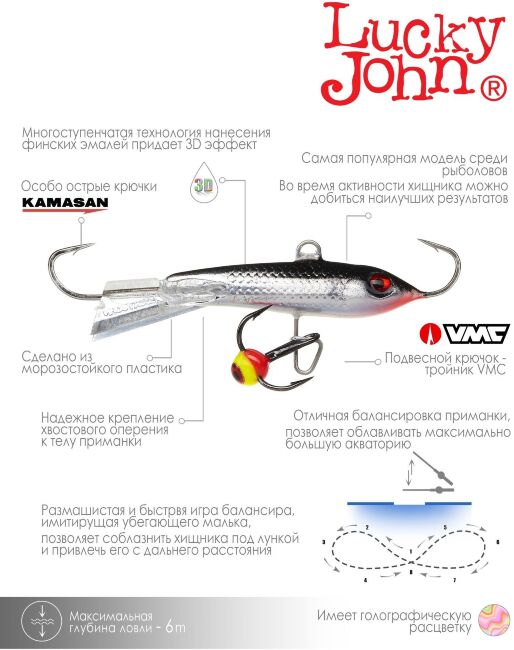 Балансир Lucky John CLASSIC 4.5 с тр. 50мм/13H блистер Балансир Lucky John CLASSIC 4.5 с тр. 50мм/13H блистер