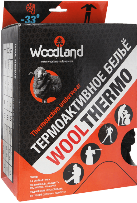 Термобелье фуфайка WOODLAND "Extreme Wool" черн р.58 Термобелье фуфайка WOODLAND "Extreme Wool" черн р.58