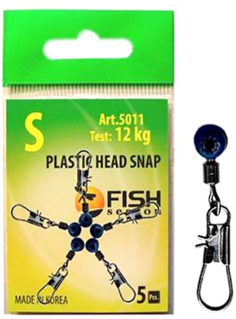Застежка с вертлюжком FISH SEASON Plastic Head Snap №S 10кг 5шт/уп 5011-SF