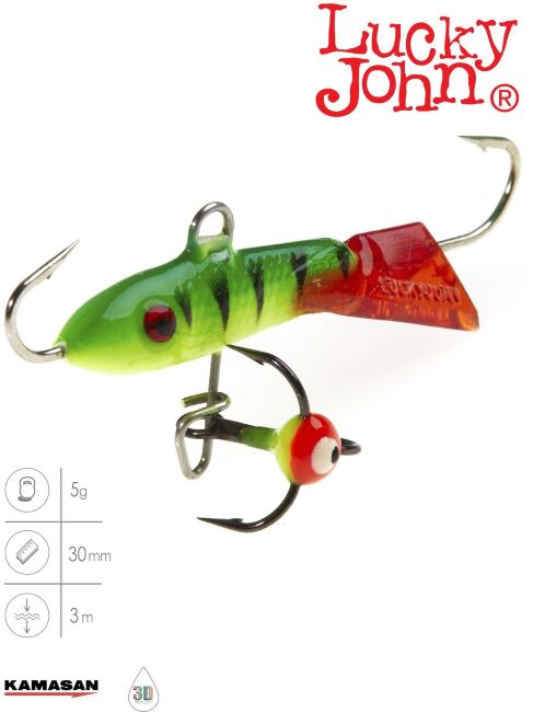 Балансир Lucky John CLASSIC 3 с тр. 30мм/36RT блистер