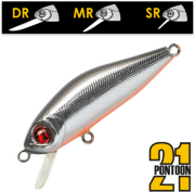Воблер PONTOON21 CrackJack 38SP-DR 38мм 2.6гр  1,0-1,4м 051 Metallic HG Silver&Black OB RE