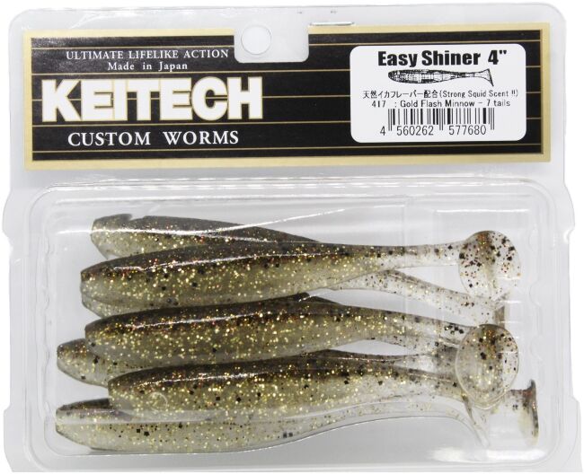 Виброхвост KEITECH Easy Shiner 4" #417 Gold Flash Minnow 10см 5.3гр 7шт/уп Виброхвост KEITECH Easy Shiner 4" #417 Gold Flash Minnow 10см 5.3гр 7шт/уп