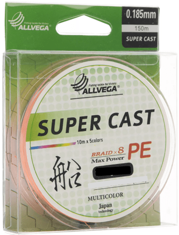Плетёный шнур ALLVEGA Super Cast X8 150м 0.205мм 13.9кг multicolor