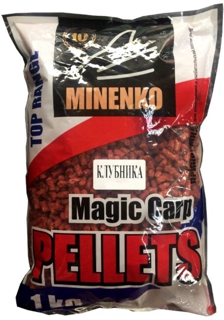 Пеллетс MINENKO Magic Carp PELLETS Клубника 1кг красн