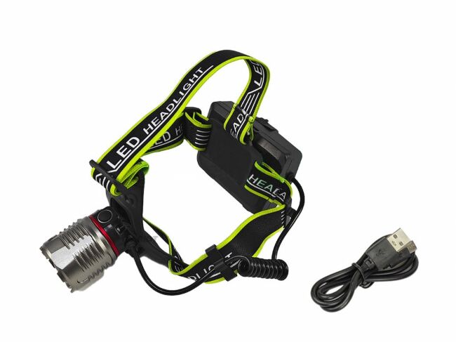 Фонарь налобный YYC-GY-2230-PM10-TG, 3 аккум.,1 шнур USB