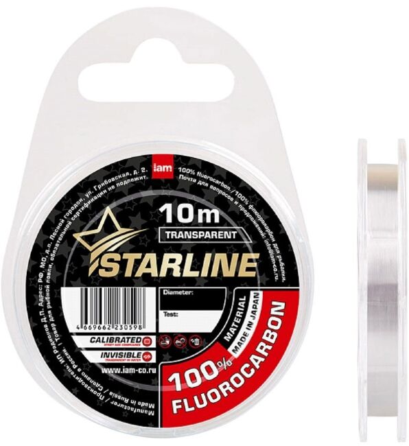 Флюорокарбон IAM Starline Fluorocarbon 100% transparent 10м 0.30мм 5.60кг Флюорокарбон IAM Starline Fluorocarbon 100% transparent 10м 0.30мм 5.60кг