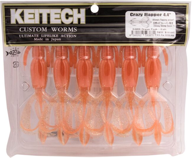 Силиконовая приманка KEITECH Crazy Flapper 4.4" EA#06 Orange Flash 11.2см 6шт/уп