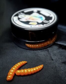 Силиконовая приманка FORTUNE FISH Личинка1 #6 (оранж, блёстка) 8шт/уп