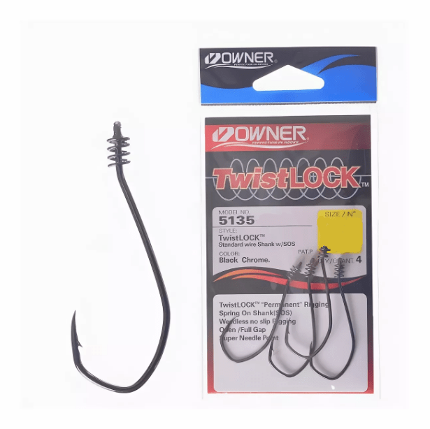 Крючок офсетный OWNER 5135-5/0 Twistlock SOS Fine черный кован 4шт/уп