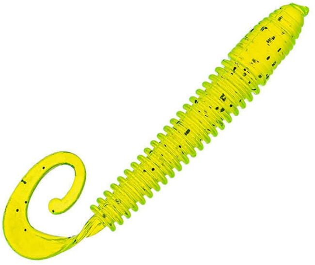 Приманка DS-MINOGA 100мм 4шт/уп, цвет (310) желтый, блестки черные