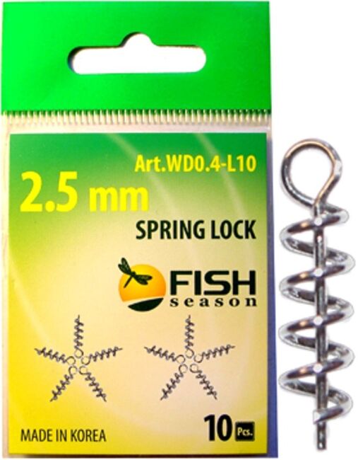 Спираль для силикон приманок FISH SEASON Spring Lock малая:2.5мм 10шт/уп WD 0.4-L10 Спираль для силикон приманок FISH SEASON Spring Lock малая:2.5мм 10шт/уп WD 0.4-L10