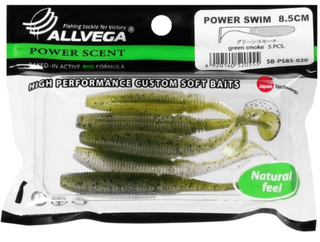 Виброхвост ALLVEGA Power Swim 8.5см 5.5гр 5шт/уп #020 green smoke Виброхвост ALLVEGA Power Swim 8.5см 5.5гр 5шт/уп #020 green smoke