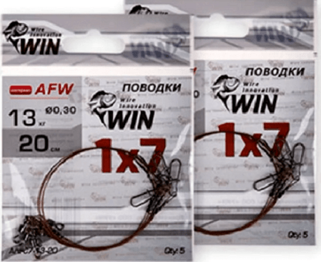 Поводок WIN 1х7 (AFW) 13кг 20см 5шт/уп С7-13-20