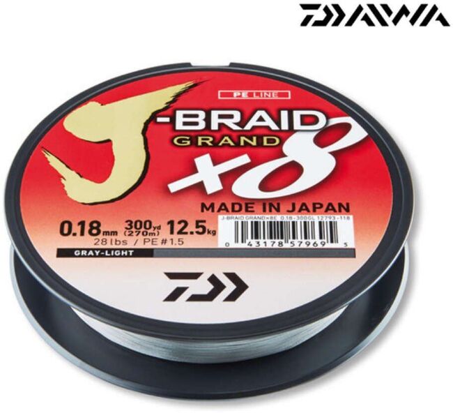 Плетёный шнур DAIWA J-Braid GRAND X8 0.10мм 150м Gray-Light Плетёный шнур DAIWA J-Braid GRAND X8 0.10мм 150м Gray-Light