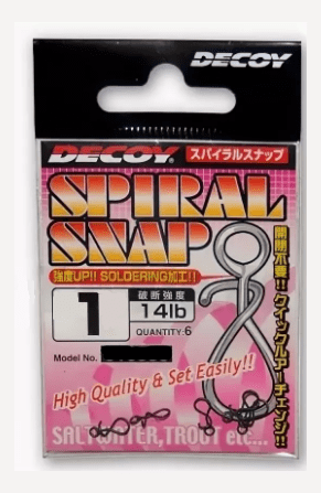 Застежка DECOY Spiral Snap №1 14lb черный 6шт/уп Застежка DECOY Spiral Snap №1 14lb черный 6шт/уп