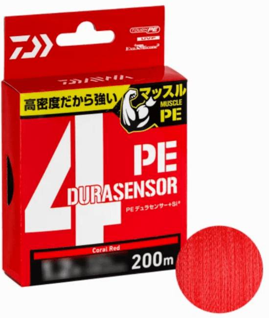Шнур плетеный Daiwa UVF PE Dura Sensor 4Braid +Si² [Coral Red] 200m #1.5 24LB