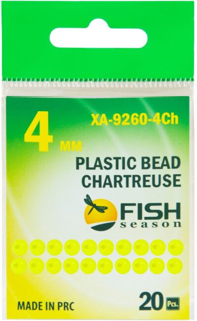 Бусина пластик FISH SEASON Plastic Bead Chartreuse Ø4мм шартрез 20шт/уп XA-9260-Ch4