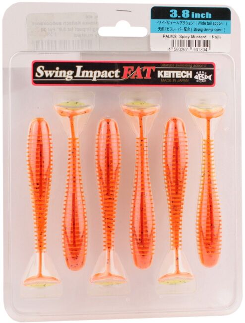 Виброхвост KEITECH Swing Impact FAT 3.8" PAL#08 Spicy Mustad 9.7см 8.5гр 6шт/уп