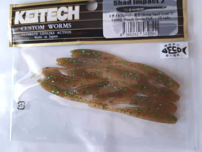 Слаг KEITECH Shad Impact 2" EA#02 Peach Green FLK 5см 12шт/уп