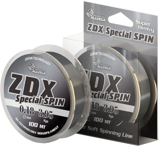 Леска монофил ALLVEGA ZDX Special Spin 100м 0,18мм 3,95кг св.серая
