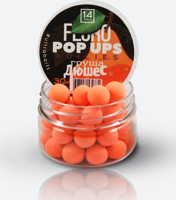 Бойлы плавающие ULTRABAITS Fluoro Pop Up Груша Дюшес 14мм, 30гр/уп