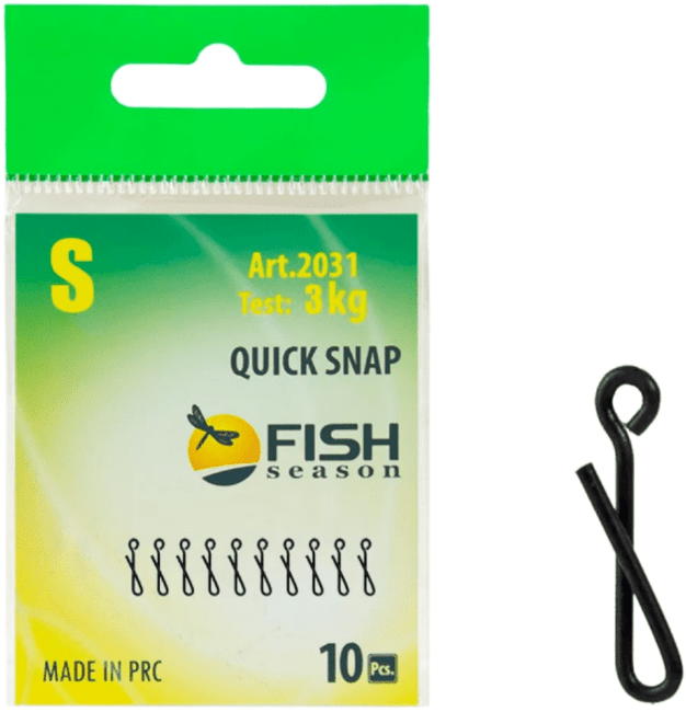 Застежка быстросъёмная FISH SEASON Quick Snap 7мм №S 3кг 10шт/уп 2031-S Застежка быстросъёмная FISH SEASON Quick Snap 7мм №S 3кг 10шт/уп 2031-S