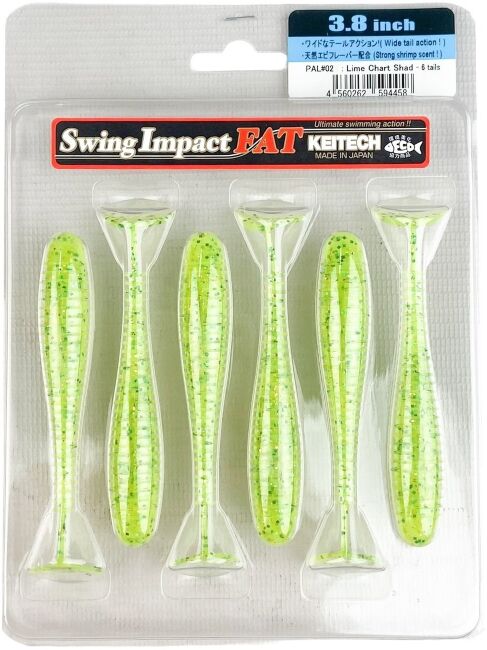 Виброхвост KEITECH Swing Impact FAT 3.8" PAL#02 Lime Chart Shad 9.7см 8.5гр 6шт/уп Виброхвост KEITECH Swing Impact FAT 3.8" PAL#02 Lime Chart Shad 9.7см 8.5гр 6шт/уп