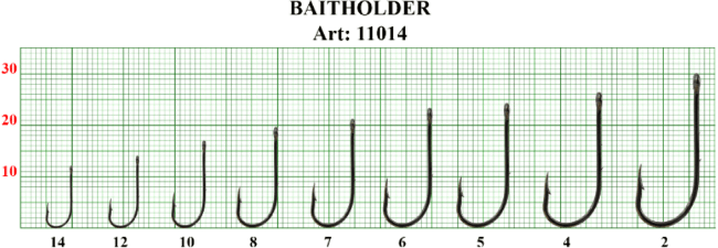 Крючок FISH BAITHOLDER 11014 SODE №8 колечко черн.хром кован 10шт/уп